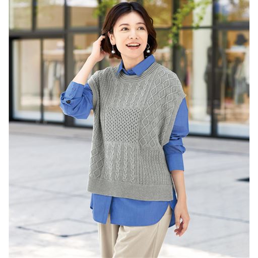 パッチワーク風ニットベスト