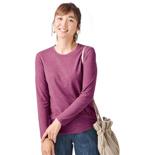 シンプルクルーネックTシャツ(長袖)(洗濯機OK)