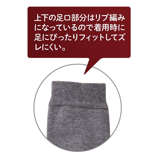 上下の足口はリブ仕様になっており、着用時にぴったりフィットしてずれにくい。