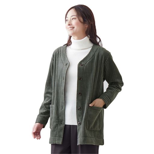 さっと羽織れて暖かいカーデ(ギンガム)