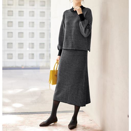 ヘリンボーン柄ニットセットアップ