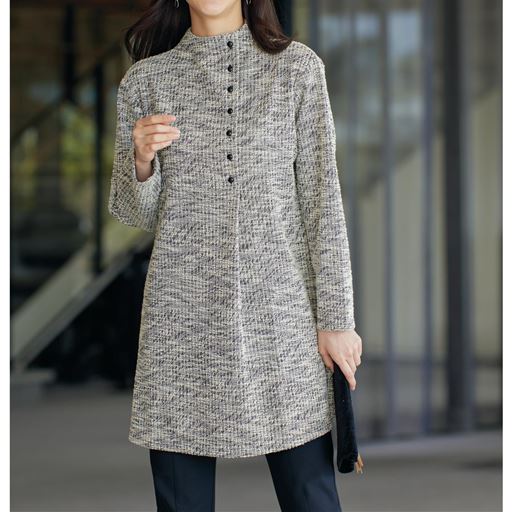 カットソーツイード調チュニック