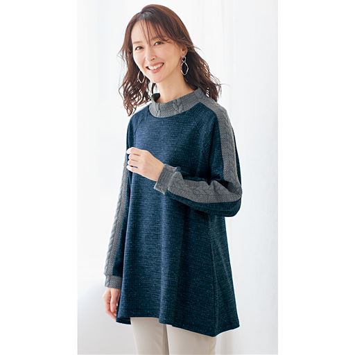 肩ライン配色チュニック