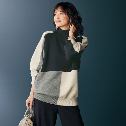 配色ブロッキングプルオーバー