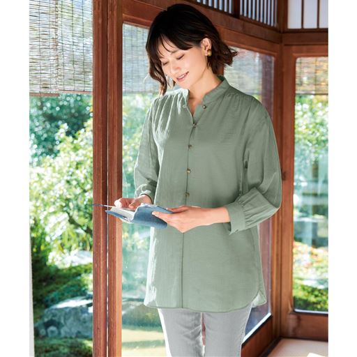 コットン楊柳ブラウス(綿100%・洗濯機OK)