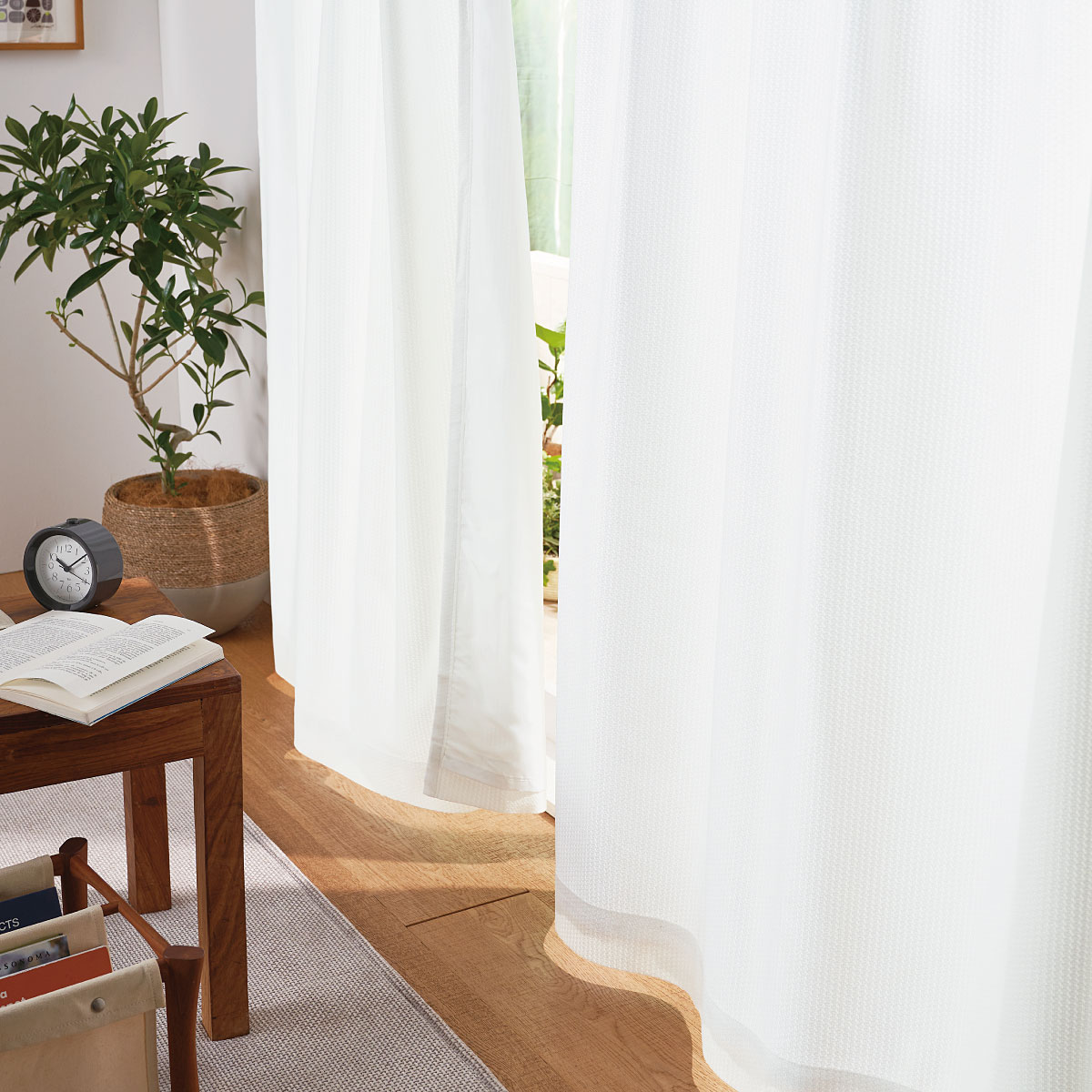 2重レースカーテン(遮熱保温・UVカット約99%) - インテリアの