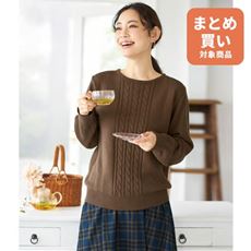 綿のラインニットプルオーバー