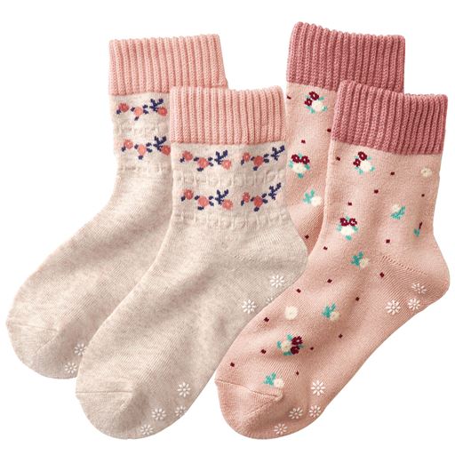 A(ベージュ・ピンク) 色・柄違い2足組