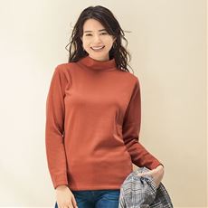 肌側あったかボアのハイネック長袖カットソー/軽やかな着用感(裏ボア)
