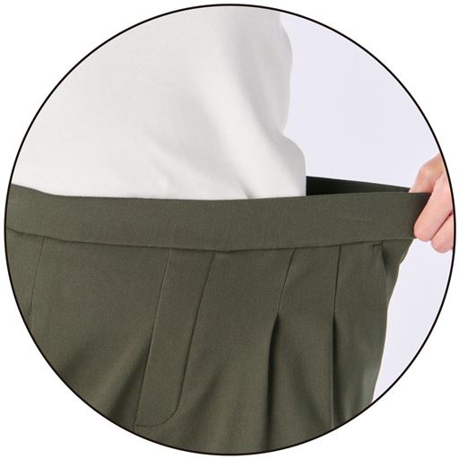 着脱も楽ちんなウエスト総ゴム仕様 総ゴム仕様でウエスト楽ちん、フロントは見た目すっきり