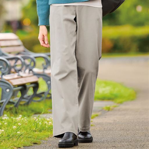 裏起毛タンブルドライワイドストレートパンツ(タンブル乾燥OK・ストレッチ・UVカット)