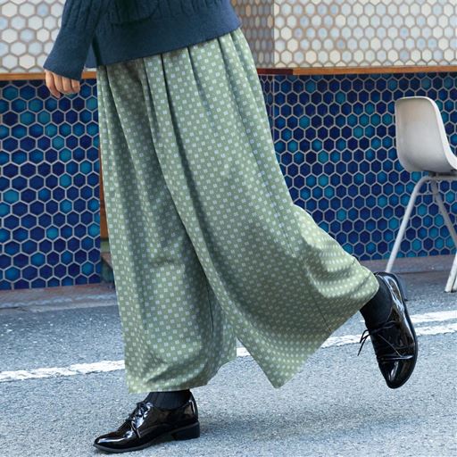 裏地フリースプリントパンツ