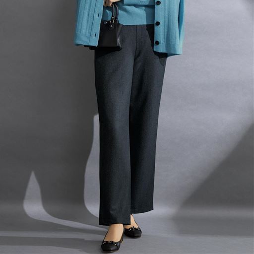 ウール混カラーツイードセミワイドパンツ(尾州生地)