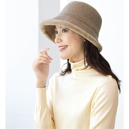 ボア付きあったかバスク帽子