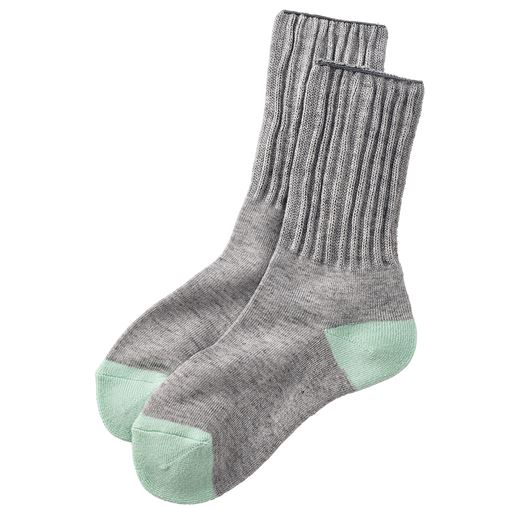 B(グレー杢×ミント) 同色2足組