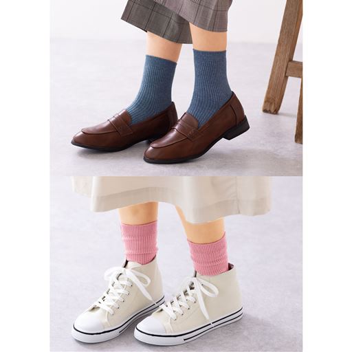 シーンや季節にあわせてお選びいただけます。※シティブルーは同シリーズSP-145、グレイッシュピンクはSP-146を着用しています