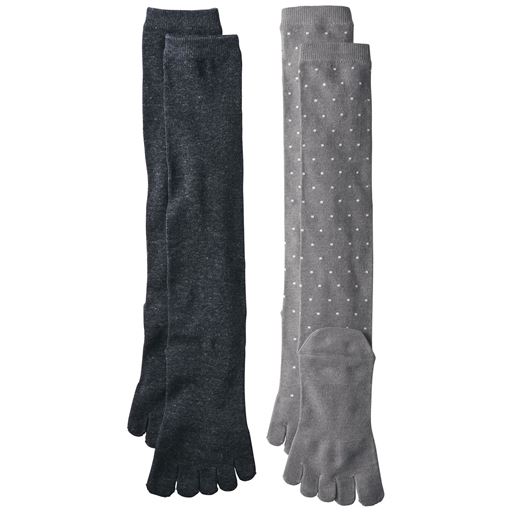 A(色・柄違い2足組:チャコールグレー無地×グレードット)