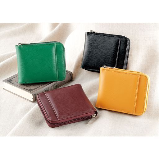 牛床革2つ折りラウンド財布(男女兼用)