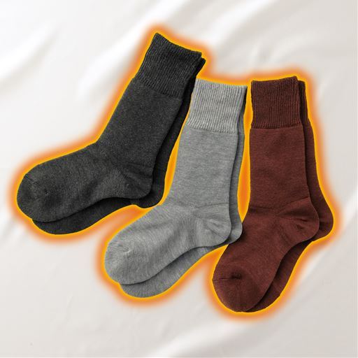 つま先&足首ウォーマー付靴下 暖流(3色組)