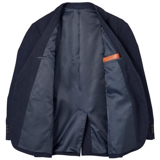 ネイビー系 スマホも長財布もスッキリ収納できる深めの内ポケット