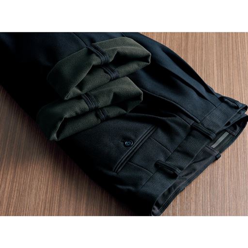 ネイビー 寒い日も安心!フリース裏地