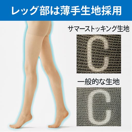 レッグ部は張り付き感が少ない薄手生地で仕上げています。