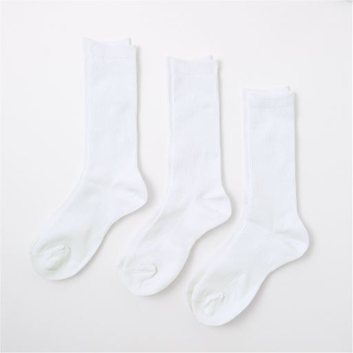 D:ホワイト(約25cm丈)【同丈3足組】