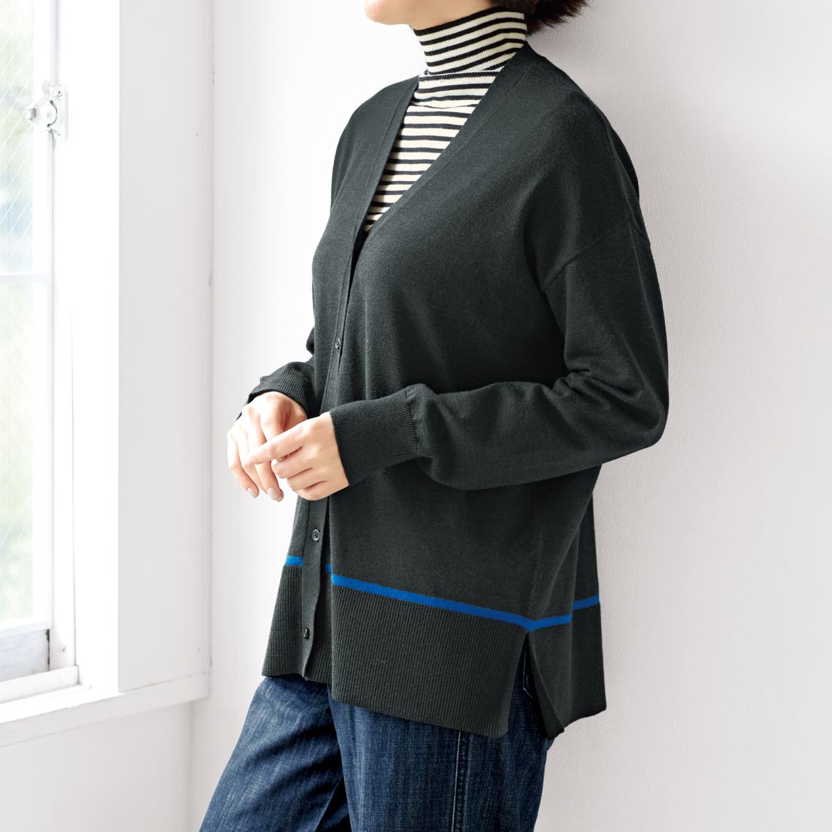 タンブルドライニットカーディガン(洗濯機・乾燥機OK) - ファッション