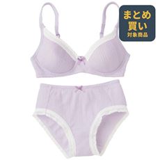 【カラバリ豊富】ブラジャー&ショーツペア(ワイヤーなし・シームレスカップ)