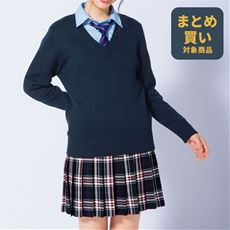 年間使いやすい綿100%Vネックニット(セーター)(洗濯機OK)(スクール・制服)