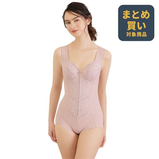 ファスナー付きで着やすい綿混素材のボディスーツ(ミディアムタイプ・ソフトワイヤー入り)