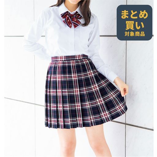 丈が選べる日本製プリーツスカート(防しわ)(洗濯機OK)(チェック柄)(スクール・制服)
