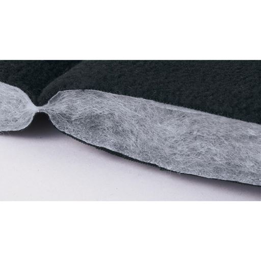 中わた 生地の間に中わたを挟み込んだキルト素材は、内側に空気を含み保温性が高まります。