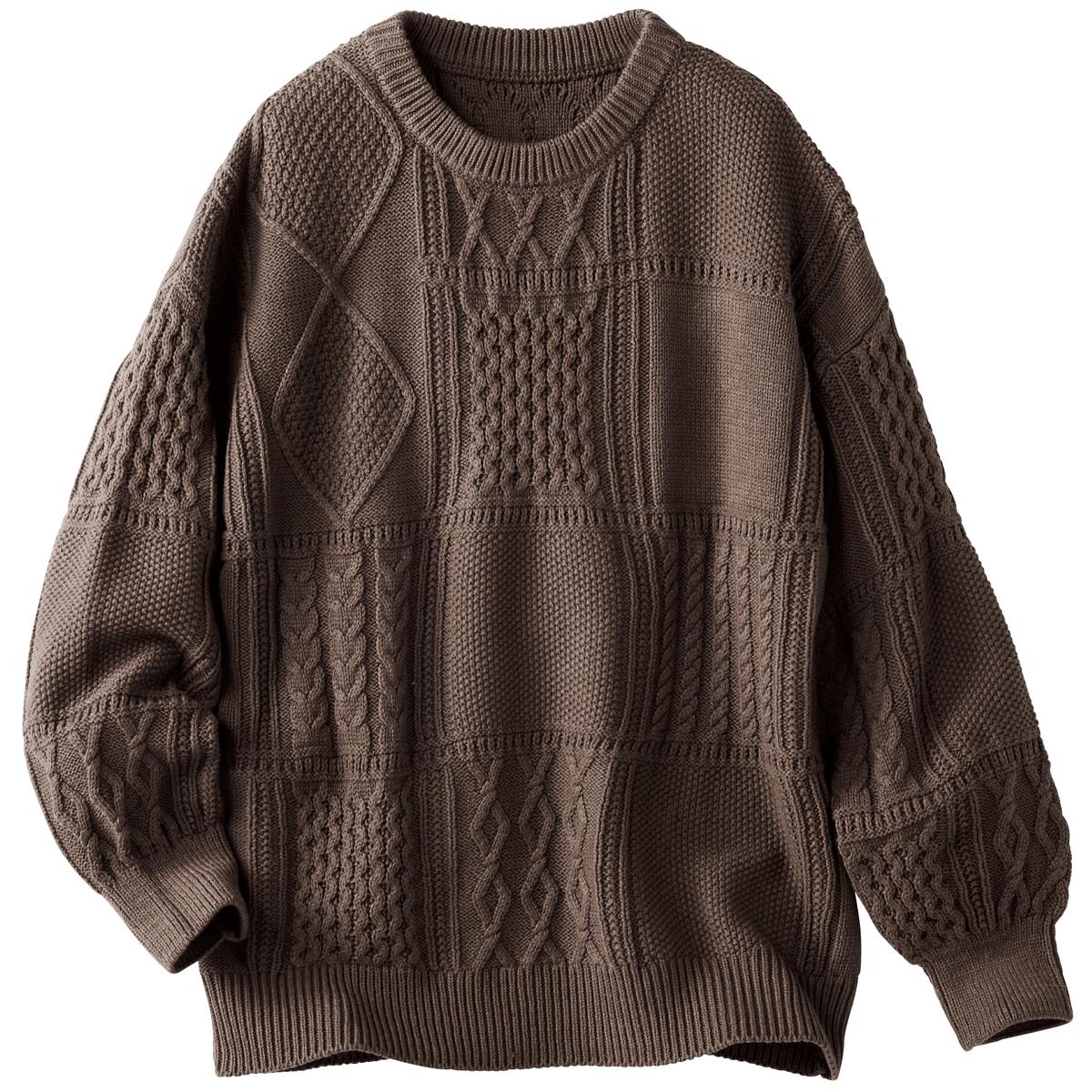 13万 パッチワーク ウールニット プルオーバー ブラック JEANASIS（ジーナシス）の「7Gパッチワークプルオーバー/292334