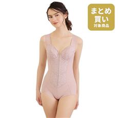 ファスナー付きで着やすい綿混素材のボディスーツ(ミディアムタイプ・ソフトワイヤー入り)