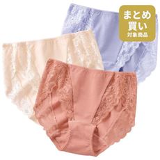 綿混ストレッチレーシィショーツ・色違い3枚組(はきこみ丈浅め)
