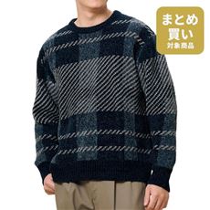モールチェック柄クルーネックセーター