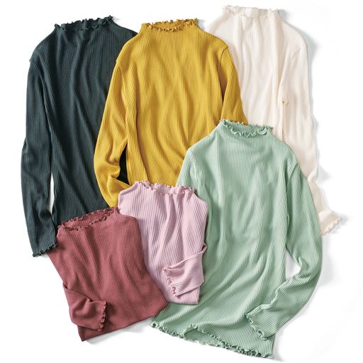 (左上から時計回りに)チャコールグレー、マスタード、アイボリー、アイスグリーン、パウダーピンク、カーディナルレッド