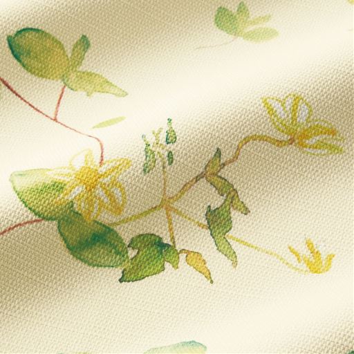 生地拡大(グリーン系) <br>水彩で描かれたようなリーフ柄がお部屋をナチュラルな空間に。