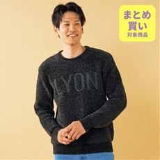モール糸ロゴ入クルーネックニット