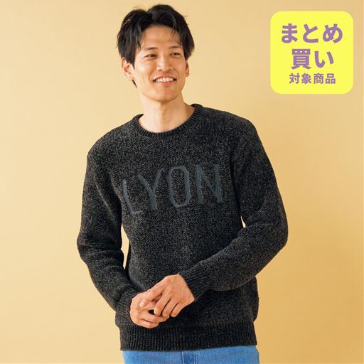 モール糸ロゴ入クルーネックニット