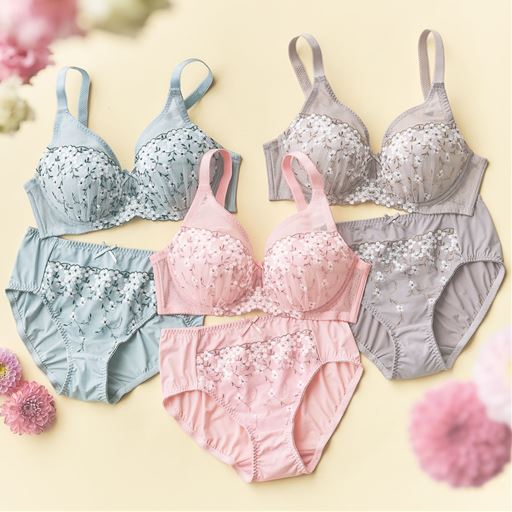 (左から)ミスティブルー、シェードピンク、パウダーローズ<br><br>※ショーツはEP-253になります。