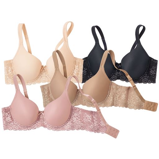 左上から<br>パールベージュ、C(ブラック)、A(スキンベージュ)、B(ペールモーヴ)