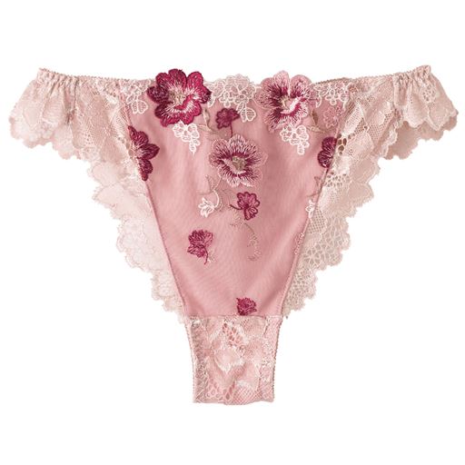 E(ペールモーブ・タンガ)<br><br>※タンガとは…ヒップ部分がT字型になっているショーツで、ヒップ全体を隠さないデザインです。