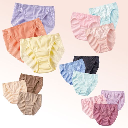 綿100%素材レーシィショーツ・3枚組