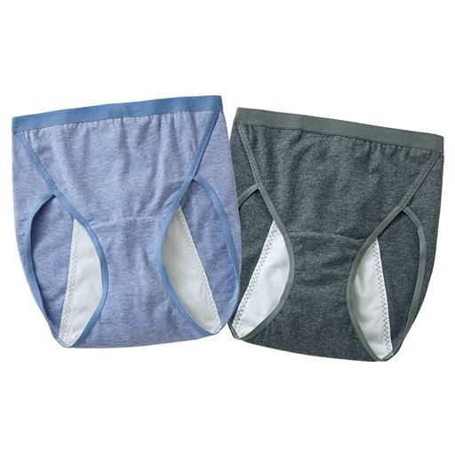 お買い得2枚組。足さばきのよいハイレグタイプサニタリー。<br>C(杢調)色違い2枚組