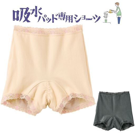 吸水パッド専用ショーツ(1分丈・防水布長めタイプ)
