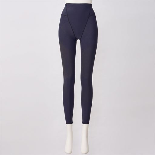 ブラック フロントスタイル 股下約55cm 脚元まであたたか 9分丈