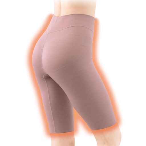 モーヴ (1)股下は縫い目があたりにくいフラット仕様(2)縫い目のないヘム仕様でアウターにひびきにくい