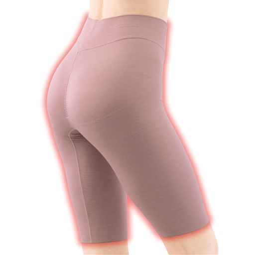 モーヴ (1)股下は縫い目があたりにくいフラット仕様 (2)縫い目のないヘム仕様でアウターにひびきにくい 股下約26cm丈